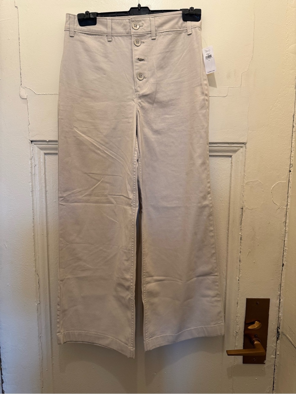Old Navy Extra High-Rise Wide Leg Button-Front Pants in Light Beige